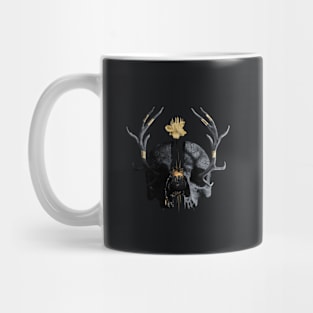 Broken skull with a gold flower Mug